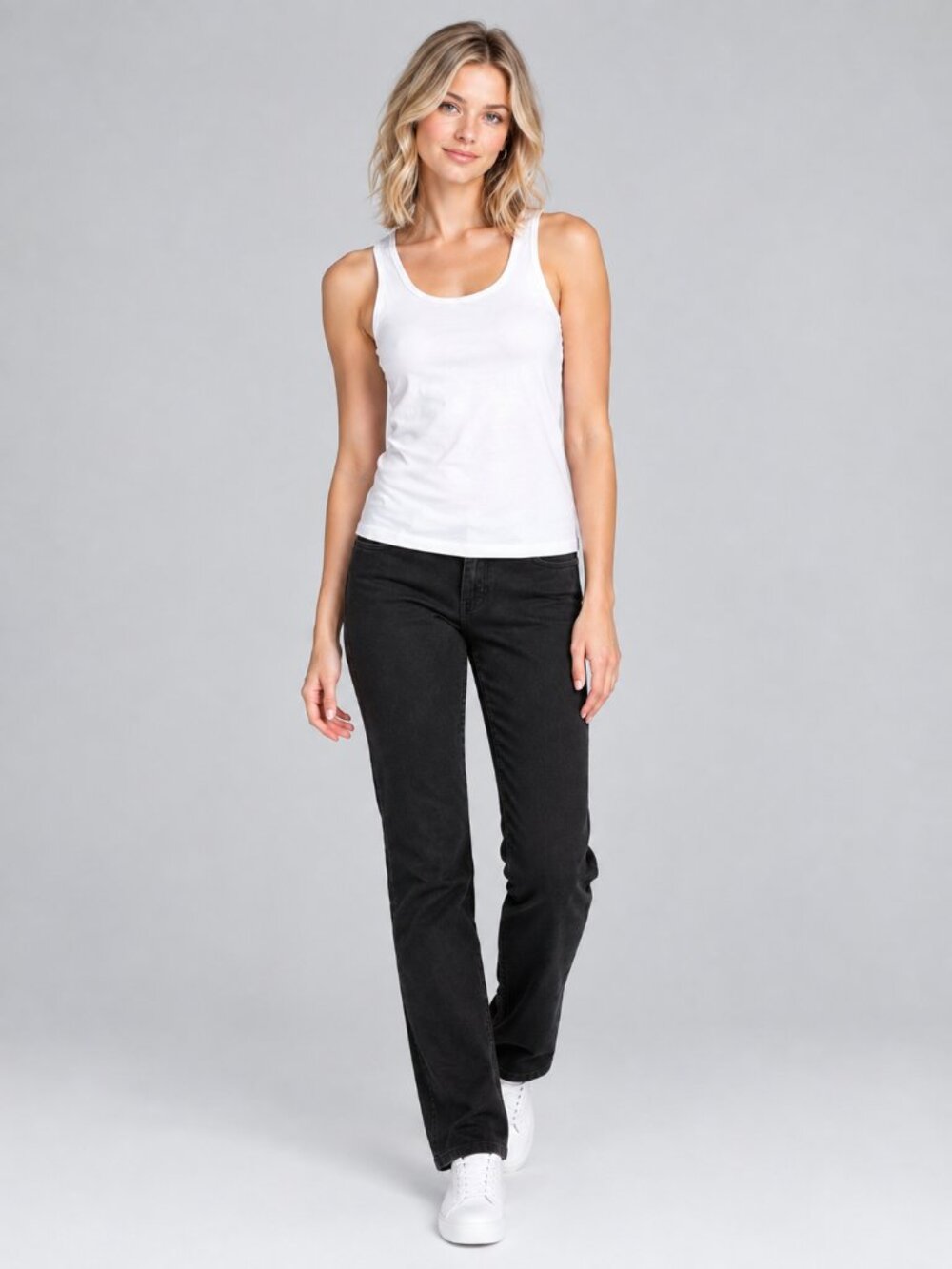 2/$30 Lands' End High Rise Slim Jeans Black Wash 4 #A4934